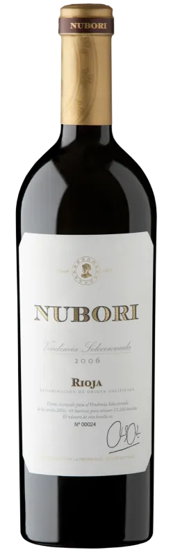 NUBORI SOCIEDAD LIMITADA. Nubori, Vendimia Seleccionada, Reserva, Rosso, 2006, Rioja. Immagine della bottiglia