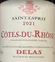Delas Frères Saint-Esprit, Rot, 2021, Côtes du Rhône. Das vordere Etikett