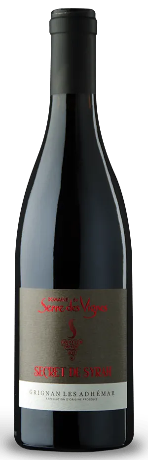 SERRE DES VIGNES Secret de Syrah, Rouge, 2019, Grignan-les-Adhémar. Image de la bouteille