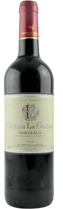 Producta Vignobles Château la Goutère, Rosso, 2016, Bordeaux. Immagine della bottiglia