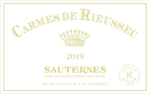 SOCIETE DU CHATEAU RIEUSSEC (BORDEAUX) CARMES DE RIEUSSEC, Blanc, 2019, Sauternes. Étiquette