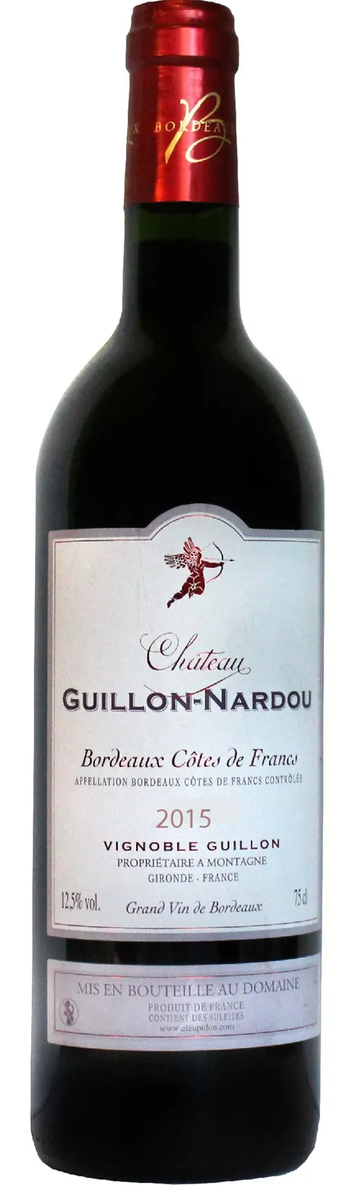SCEA VIGNOBLES GUILLON M Chateau Guillon Nardou, Red, 2015, Côtes de Bordeaux Francs. Bottle image