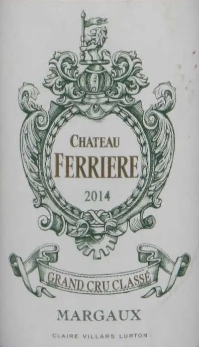Château Ferrière, Troisième Cru Classé, Red, 2014, Margaux. Front label