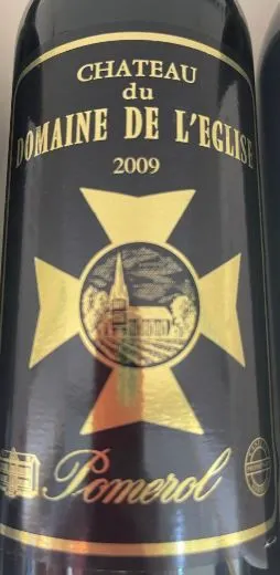 CASTEJA ET PREBEN-HANSEN Château Du Domaine De L'Église, Rot, 2009, Pomerol. Das vordere Etikett