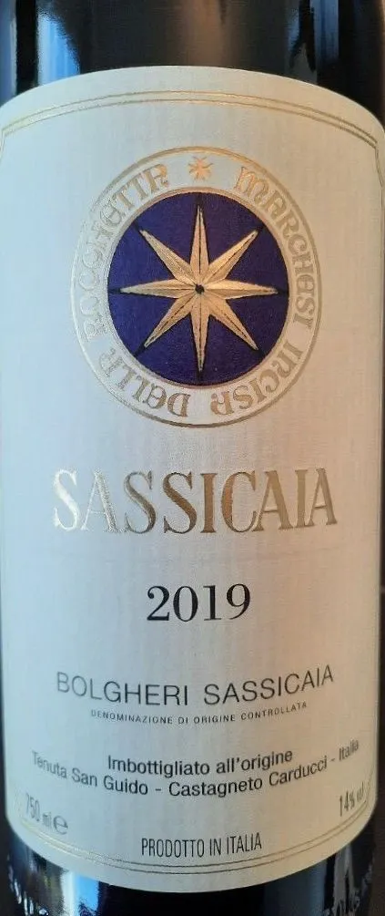 Tenuta San Guido Sassicaia, Red, 2019, Bolgheri Sassicaia. Front label
