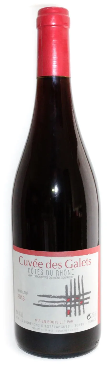 LES VIGNERONS D'ESTEZARGUES Cuvee des Galets, Rosso, 2011, Côtes du Rhône. Immagine della bottiglia
