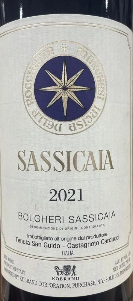 Tenuta San Guido Sassicaia, Red, 2021, Bolgheri Sassicaia. Front label