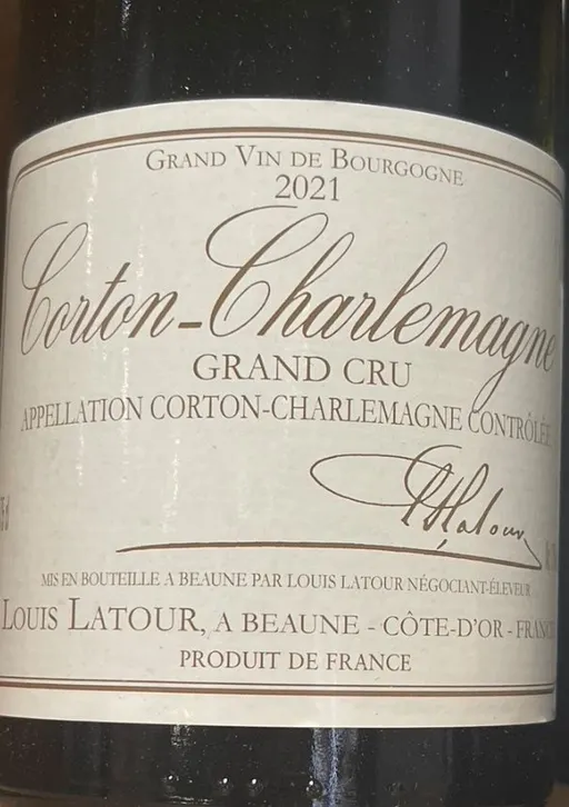INDIVISION LOUIS NOEL LATOUR Louis Latour, Grand Cru, Bianco, 2021, Corton-Charlemagne. Etichetta frontale